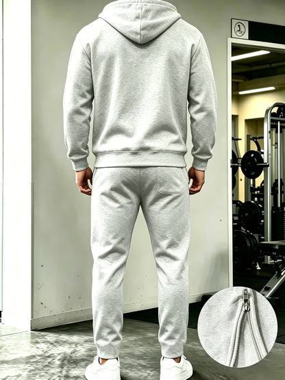 Men's Casual Hooded Sweatshirt and Drawstring Pants Set - Fall/Winter