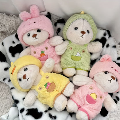 28Cm/11Inch White Bear Plush Toy with Outfits, Furry Bear Stuffed Animal Dressed in Pig, Rabbit, Chick, And Dinosaur Attire, Adorable And Cozy Decorations, Perfect for Birthday Surprises, Christmas Gifts for Boys, Girls, Kids