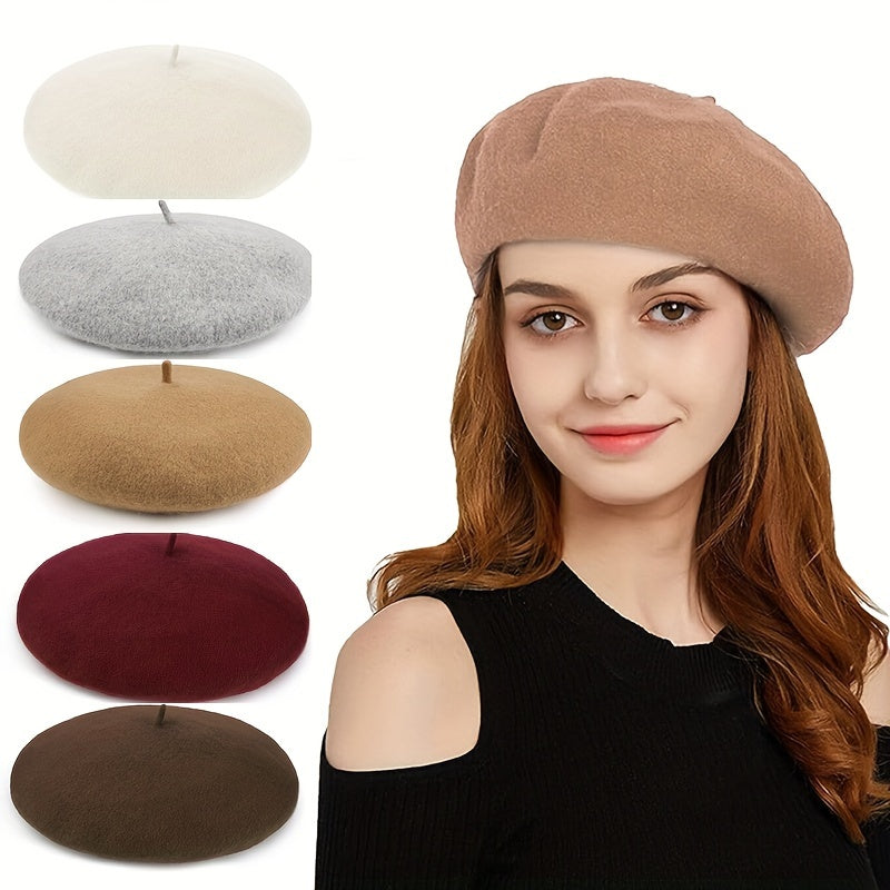 Classic Faux Leather Beret for Autumn and Winter Fashion