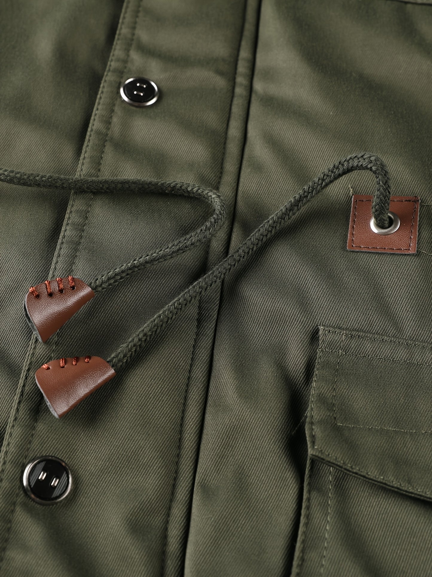 Men'S Winter Fleece-Lined Military-Style Jacket - Thickened Zip-Up Coat with Large Pockets, Olive Green Casual Winter Coat for Outdoor Activities, Winter Coats, Durable Fabric Coat