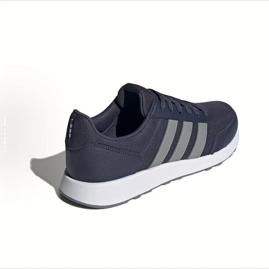 Adidas neo Run 50S Low-Top Casual Sneakers - Breathable Fabric Upper, Cushioned Comfort, All-Season Wear, Navy Blue  White Striped Design, Unisex for Men  Women, Comfortable Walking Shoes, Stylish Striped Sneakers, Fabric I