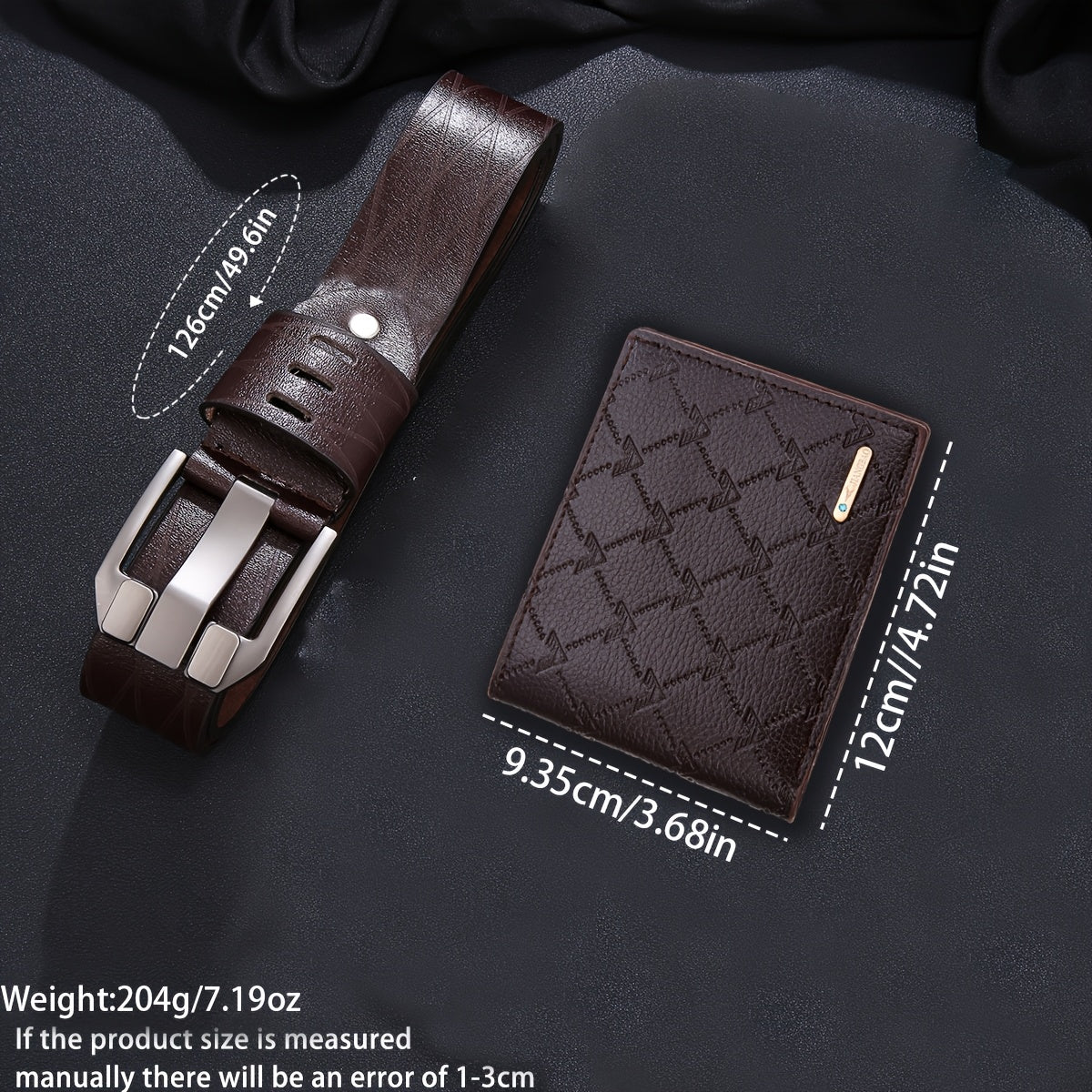 This Men's Belt and Wallet Set Features a Belt Crafted from Textured PU Leather with a Stainless Steel Buckle. Its Minimalist Design Suits Various Occasions, Combining Refined Texture with a Practical Shape. This Stylish and
