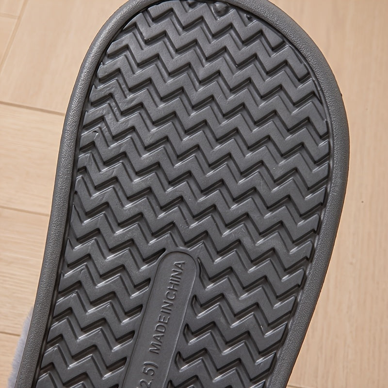 Men's Large PU Faux Leather Slippers Thick EVA Sole Warm Slip-On