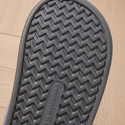 Men's Large PU Faux Leather Slippers Thick EVA Sole Warm Slip-On
