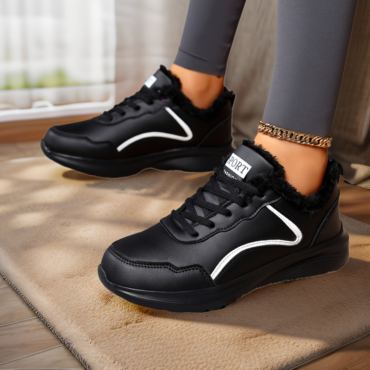 Women'S Winter Snow Boots - Thick Platform Sole for Traction, Lightweight Cold Weather Shoes with Lace-Up Closure, Slip-Resistant EVA Outsole - All- Synthetic faux leather-like Upper - Warm Insulated for Running, Hiking, Ever