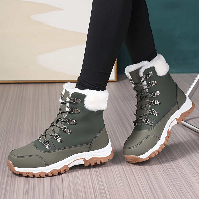 Women's & Men's Heavy-Duty Winter Snow Boots - Thickened Round-Toe Traction Tires, Faux Upper & TPR Sole, Unisex High-Ankle Trekking Boots for Skiing, Ice, Hiking, Snowshoeing - Cold Weather Outdoor Footwear