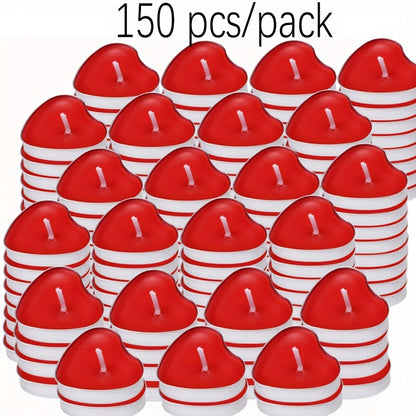 12/50/150/300pcs Heart-Shaped Candles - Red & Golden Glow, Long-Lasting Burn Time, Perfect for Valentine'S Day, Wedding, Birthday, Christmas, Halloween, Thanksgiving Decorations - Bulk Candle Set, Candles For Wedding, Holiday
