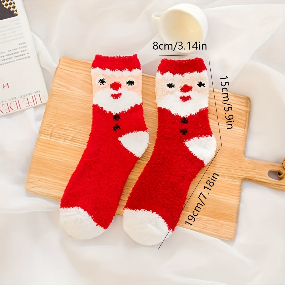 3/6 Pairs Women'S Christmas Socks - Thick Warm Winter Holiday Stockings with Santa Claus, Reindeer & Snowflake Print, All-Season Cozy Christmas Gift for Women, Christmas Socks For Women, Festive Sock Design, Durable Sock Mate