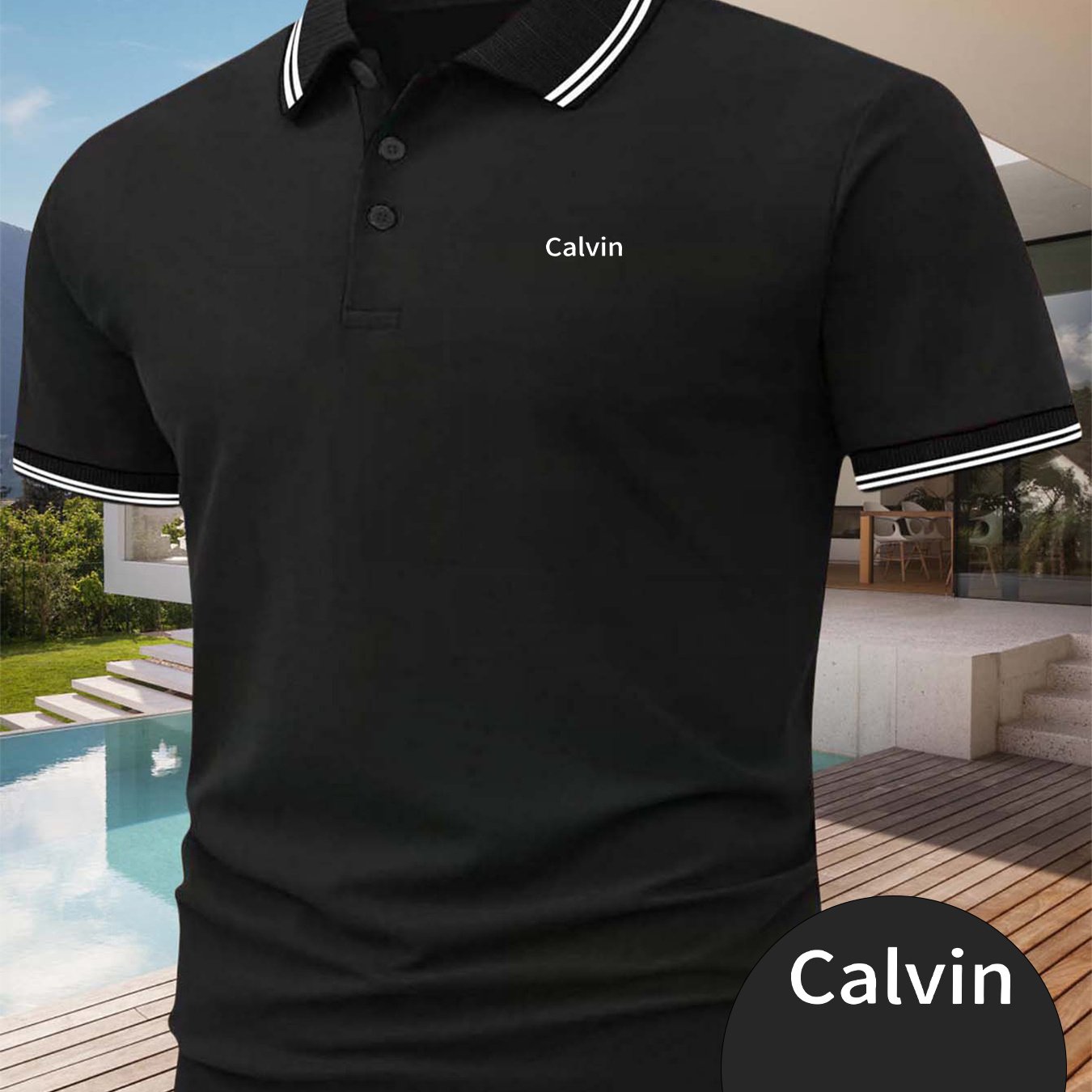 Men'S Polo Shirt with Golf Graphics, Featuring a Comfortable And Stylish Design for Summer. This Short-Sleeve Polo Is Perfect for Casual Wear, Available in Dark Blue And Black, with Printed Letters - ayq