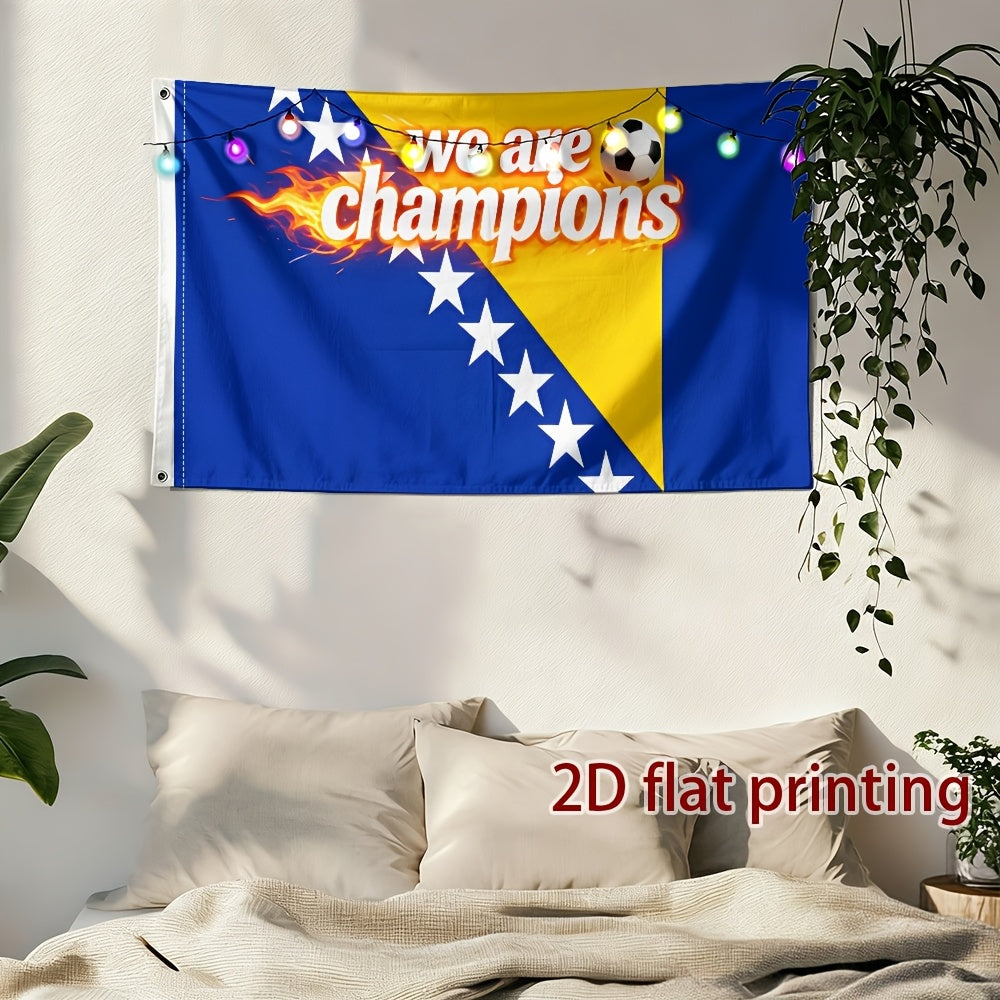 Bosnian Flag Fan Banner Single-Sided Polyester for Sports