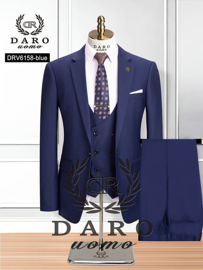 Men's Solid Color Work Suit Set with Vest and Pants