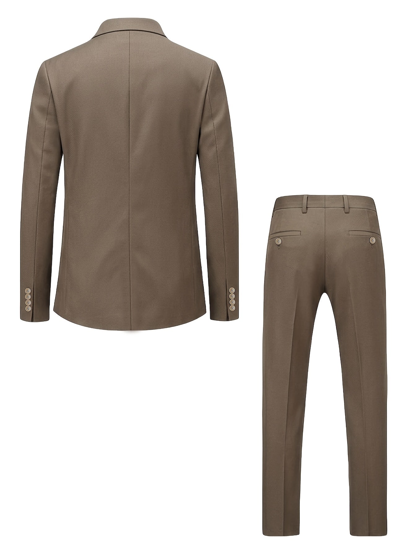 Men's Casual Business Suit 2-Piece Set with Lapel Collar