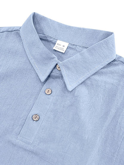 Men's Linen Summer Shirt and Long Pants Set - Casual Loose Fit