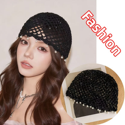 Lightweight Gray Crochet Hand-Hollow Brimless Hat for Women