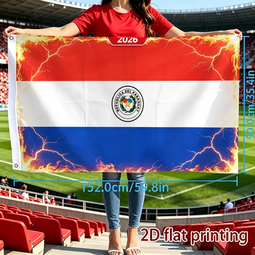 2D Flat Paraguay 2026 Football Fan Banner Polyester Flag