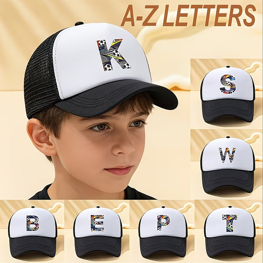 Boys' Breathable Soccer Alphabet Mesh Baseball Cap - Summer Style