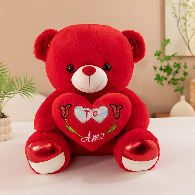 Red Heart Bear Plush Toy - Sitting Teddy Bear with "I Love You" Design, Soft Stuffed Animal for Valentine'S Day, Birthday, or Wedding Gift, Romantic Gift Item, Playful Design, Quality Craftsmanship