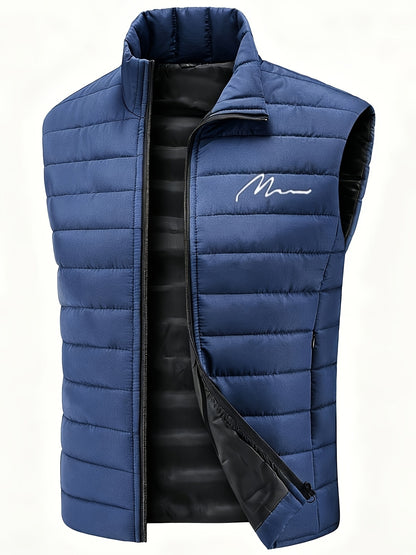 Men's Sleeveless Casual Polyester Vest - Lightweight & Warm