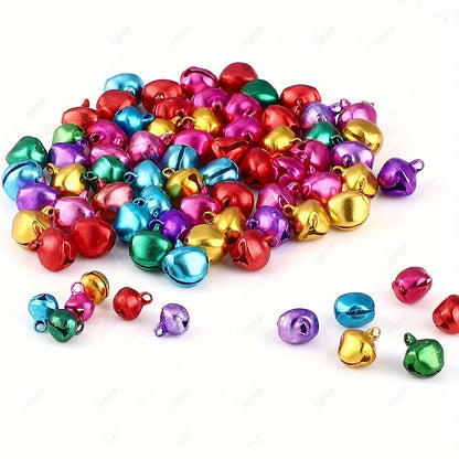 100 PCS, 6mm-10mm Festive Christmas Jingle Bells - Perfect for DIY Jewelry and Holiday Decorations