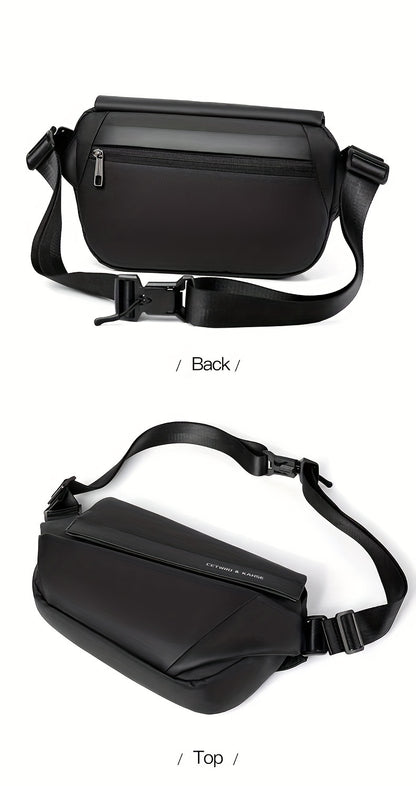 Men'S Sleek Black Crossbody Bag - Durable Oxford Material, Zippered Chest Bag with Adjustable Strap, Ideal for Commuting  Cycling, Trendy Shoulder Bag for Men, Cycling Bag Trendy Shoulder Bag Functional Design, Small Crossbo