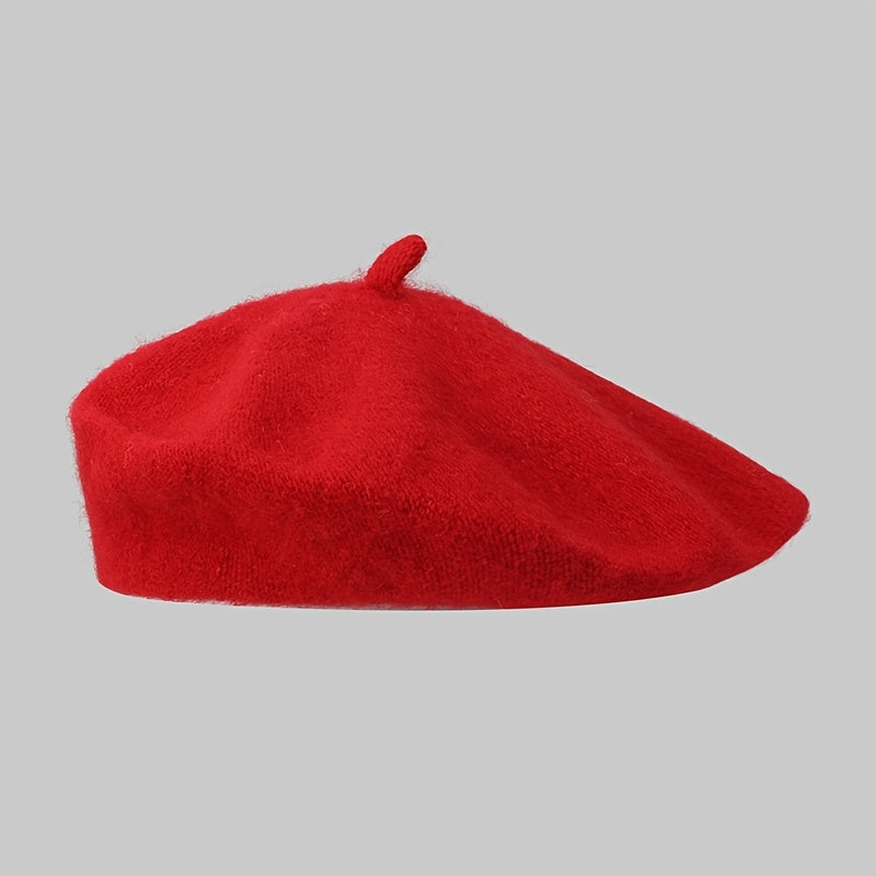 Women’s Autumn Winter Beret Hat and Scarf Set with Bow