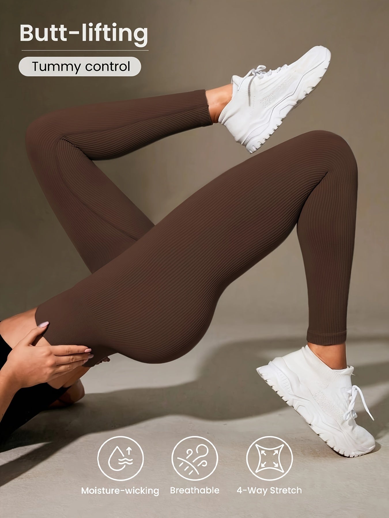Women's High-Waisted Slimming Ribbed Leggings for Yoga