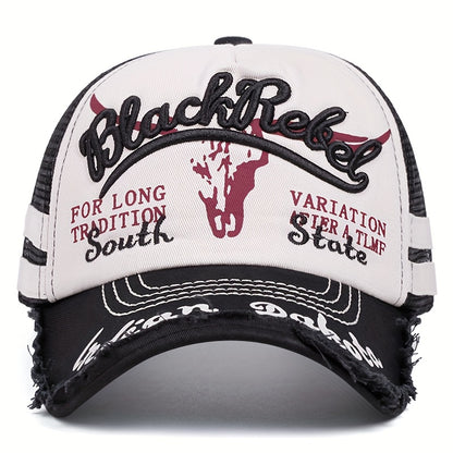 Men's Lightweight Bull Head Pattern Mesh Baseball Cap for Spring Summe
