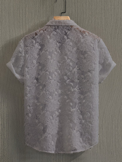 Men's Casual Short-Sleeve Polyester Shirt for Spring and Fall