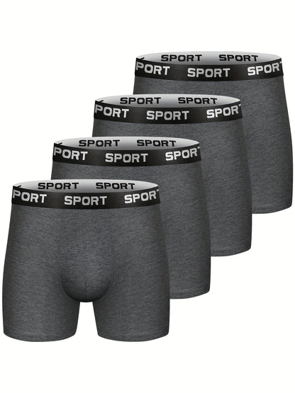 Men's 4-Pack Cotton Stretch Trunk Underwear with Wide Elastic Band