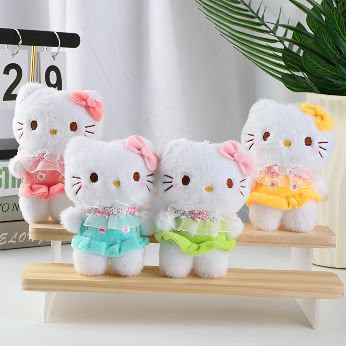 Sanrio Hello Kitty Children's Plush Toy Pendant with Floral Dress, Doll Plush Toy Keychain Backpack Charm, Doll Girl Holiday Birthday Gift