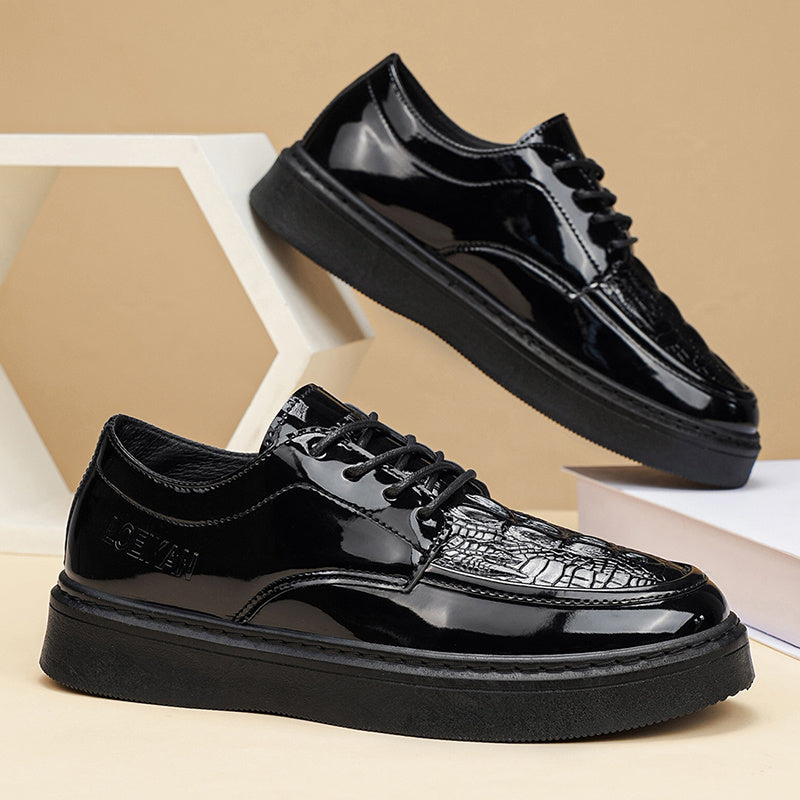 [sneakers] LOEIKAN New Men'S Black Minimalist Comfortable Business Casual Shoes Trendy Fashionable Versatile Wedding Party High Quality Durable British Style Formal Large Size Men'S Shoes