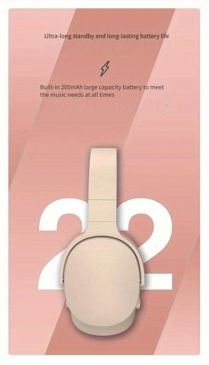 Wireless Headphones 2961 Over-Ear Wrap Style with Retractable Cable, 3.5mm Jack, Push Button Volume Control, Rechargeable Lithium Polymer Battery - Multifunctional with Card Slot and Wired Connectivity Options