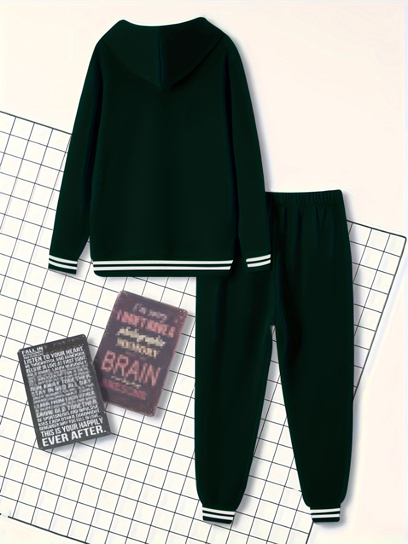Men's Solid Color Hooded Casual Sportswear Set - ayq