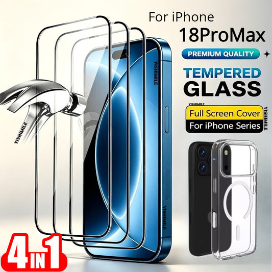 Tempered Glass Screen Protectors & Phone Case for iPhone Models - ayq