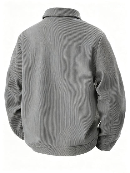 Men's Lightweight Fall Jacket with Lapel Collar and Zipper