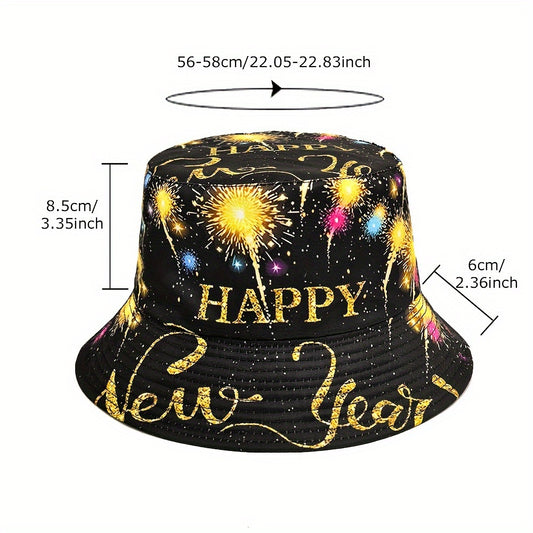 MIACAWOR Dual-Sided New Year's Bucket Hat, Lightweight & Stylish Fisherman Cap for Outdoor Parties