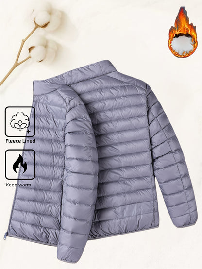 Men's Padded Coat - Men's Autumn/Winter Warm Outerwear - Men's Top - Men's Stand Collar Jacket - Men's Coat Jacket - Men's Warm Coat - Men's Overcoat - Men's Clothing - Men's Cold-Proof Coat - Autumn/Winter Coat, Solid Color,