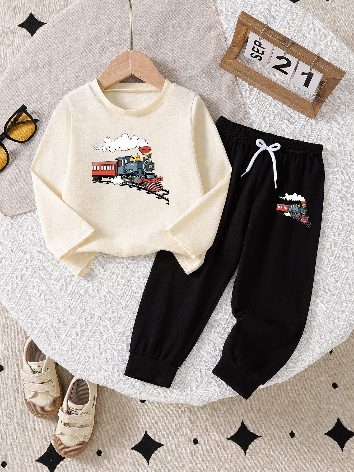 Boys' Casual Cotton Long Sleeve T-Shirt & Pants Set - Spring/Fall