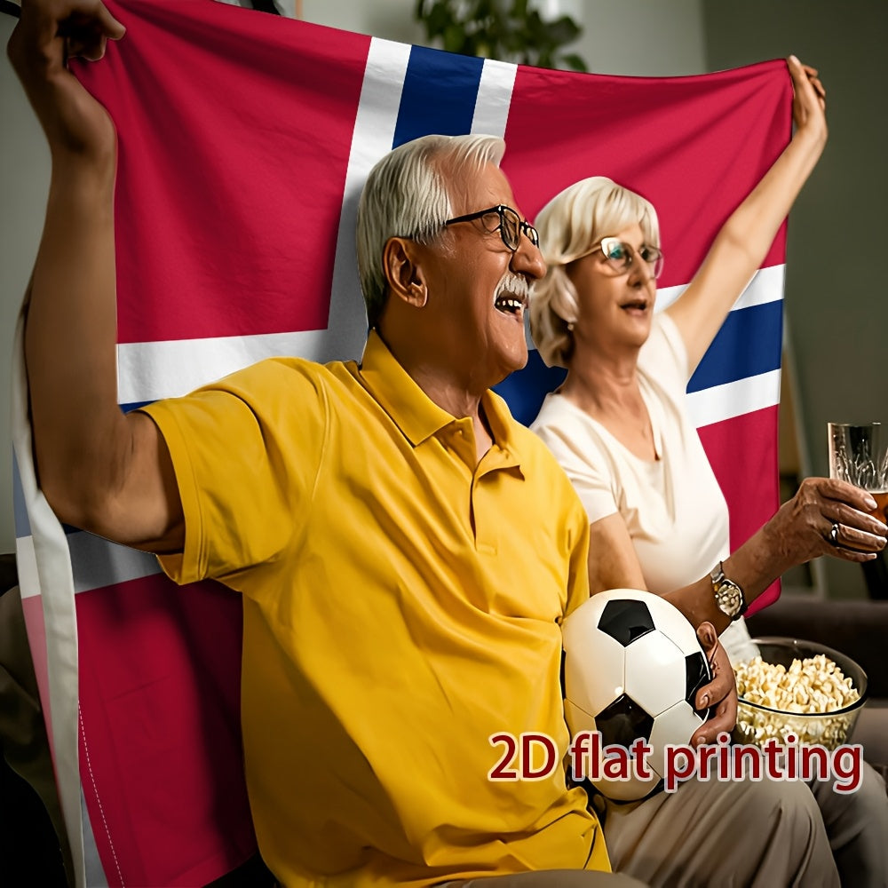 Norwegian Flag Single-Sided Polyester Cheer Flag for Sports Events