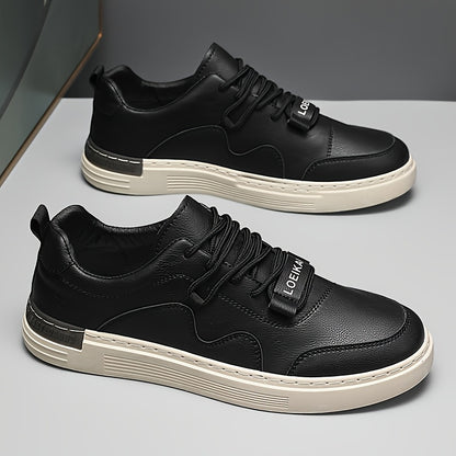 Men'S Casual Low-Top Sneakers - Lightweight, Comfortable  Versatile Skate Shoes in Black with White Accents, Lace-Up Design for Outdoor Hiking  Casual Wear, Outdoor Hiking Shoes   Stylish Lowtops   Comfortable Footwear