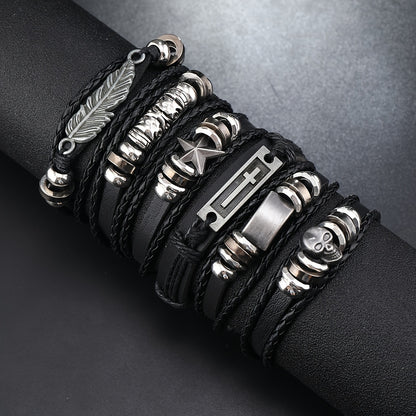18Pices Men's Vintage Multilayer Alloy Jewelry Party Wear Fashion Street Jewelry Accessories