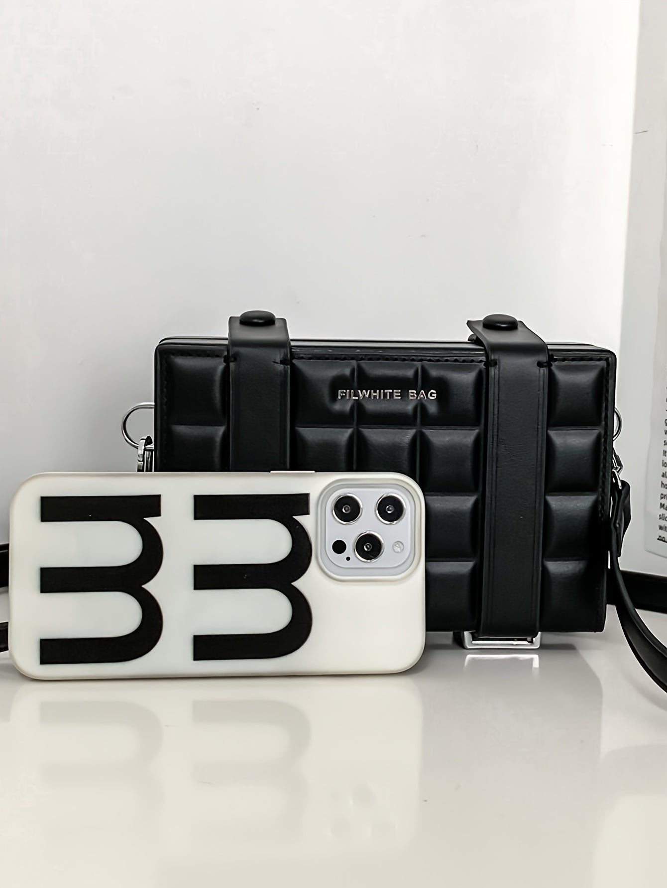[Business Essential] Stylish Men’s Mini Box Crossbody Bag - Black, Adjustable Strap, Embossed Design, Compact Square Bag for Travel, Commute  Casual Outings, Summer Day Bag   Sporty Style Bag   Durable