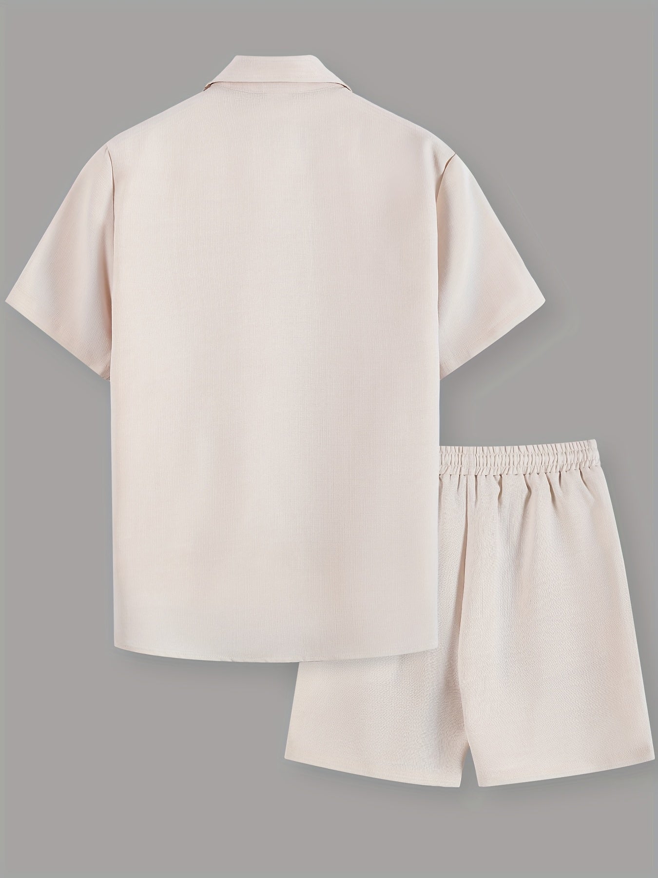 Men's Summer Casual Solid Color Shirt and Shorts Set