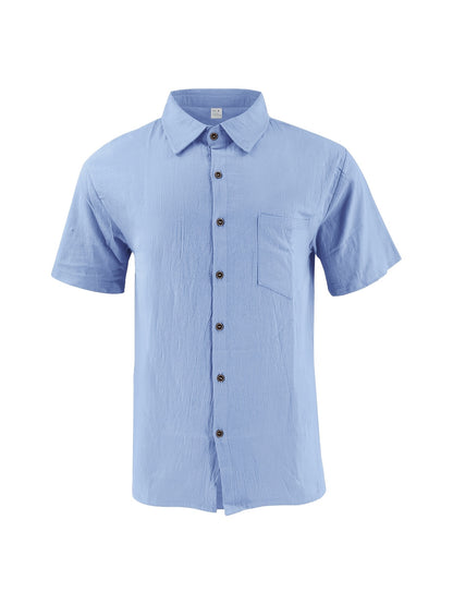 Men's Summer Linen Shirt and Long Pants Set Casual Loose Fit