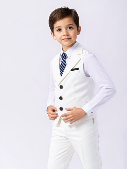 Boys' Casual Suit Vest, Pants & Tie Set for Formal Occasions