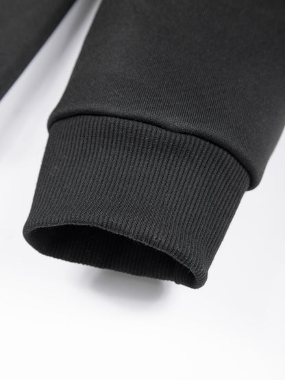 Autumn Winter Men's Hooded Sportswear Set, Simple Classic Versatile Outfit with Zip-Up -Lined Warm Jacket and Drawstring Sweatpants for Casual Leisurewear