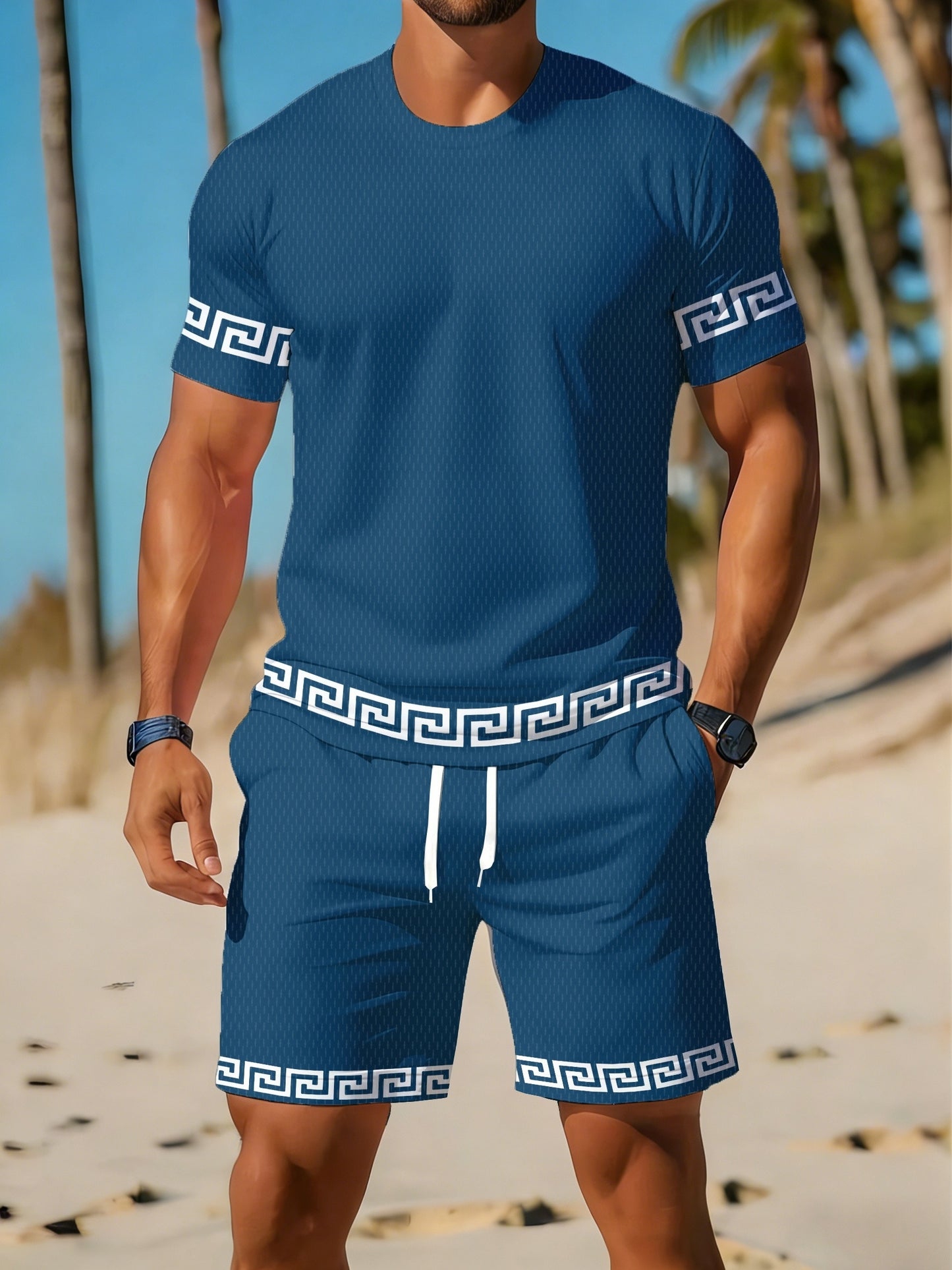 Men's Casual Sportswear Set - Breathable T-Shirt & Shorts