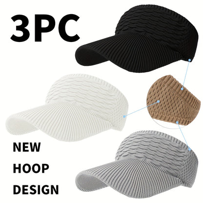 3-Pack Breathable Knit Beanies with Wave Pattern for All-Season Wear