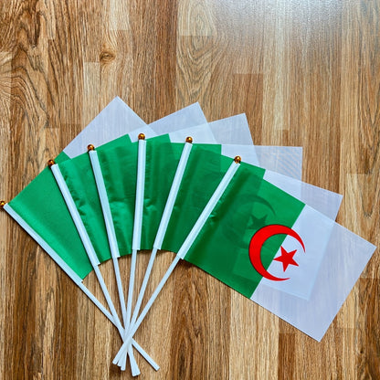 Algerian Handheld Polyester Flags 14x21cm Set of 6