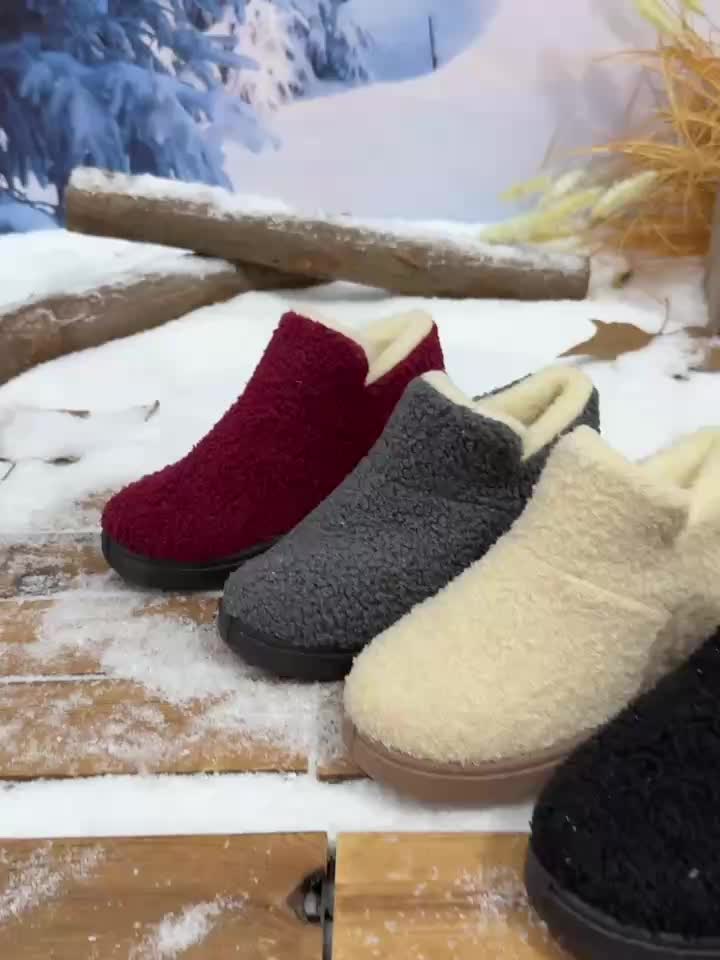 Women'S Plush Winter Slip-On Ankle Boots - Soft Fleece-Lined Low Heel Casual Shoes, Lightweight & Durable, Perfect for Y Days, Winter Footwear | Slipon Boots | Synthetic Cover Sole